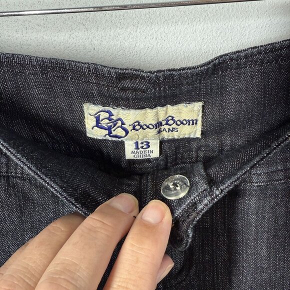 Boom Boom Trouser Jeans Wide Leg Juniors 13 Mid Rise Straight Leg Dark Wash - Picture 8 of 11